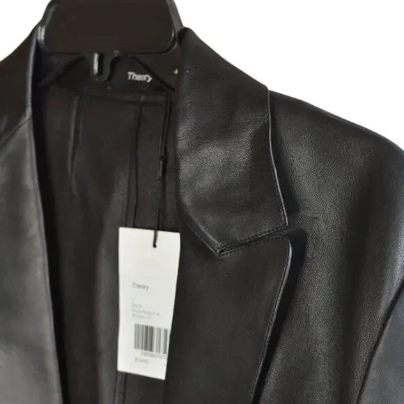 Theory Ladies Relaxed Blazer in Leather Black, Size Small